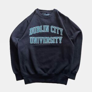 Dublin City University Black Embroidered Crewneck